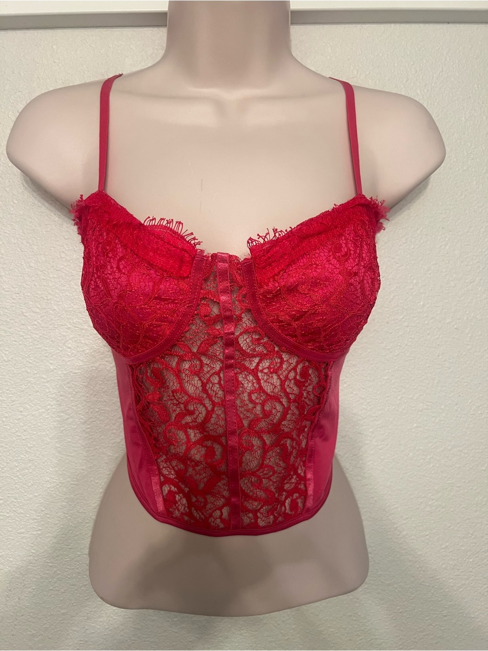 Cider Red Lace Bustier Cami Top